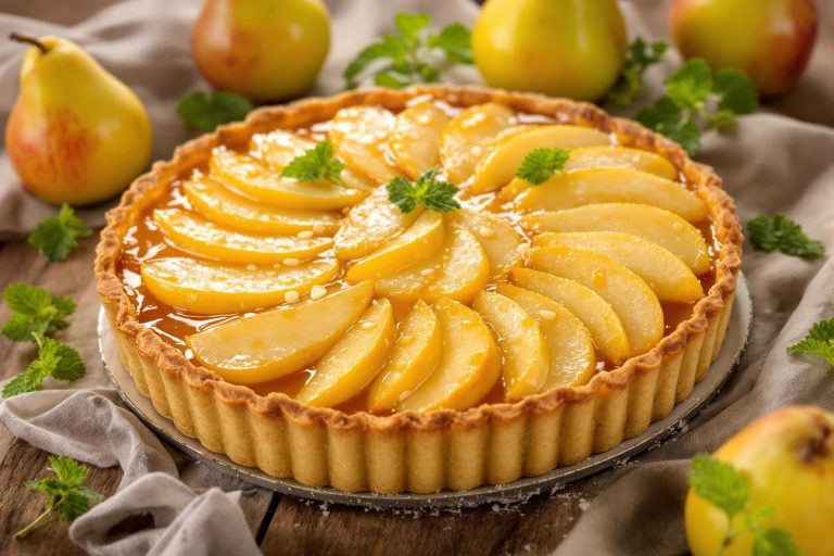 “Chaque fois que je la fais, mes invités veulent la recette” : la tarte amandine aux poires prête en 15 minutes.jpg