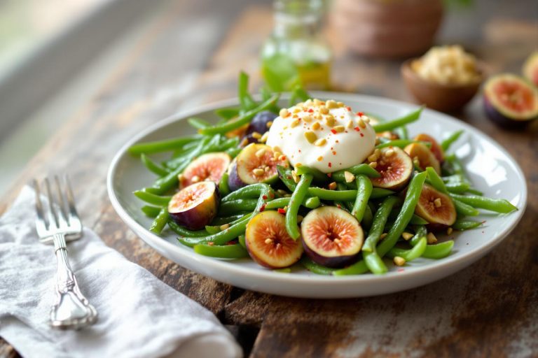 Salade de haricots verts, figues et burrata de Cyril Lignac.jpg