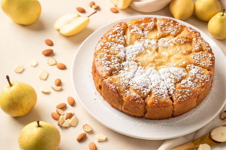 Avec un simple yaourt, quelques poires et des amandes, j’ai fait le gâteau le plus moelleux de la saison !.jpg