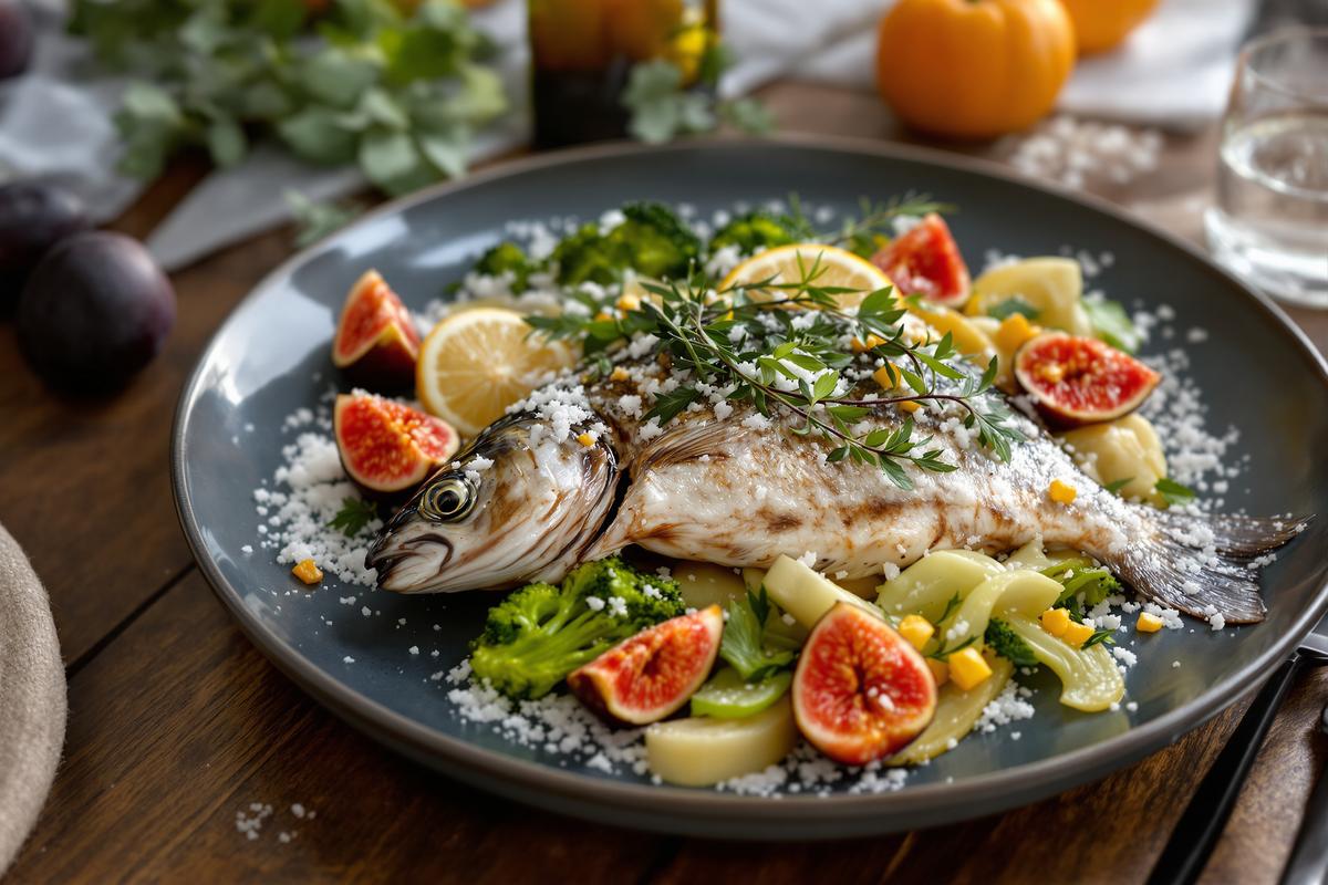 Dorade en pâte de sel, légumes et fruits d'automne de Cyril Lignac.jpg